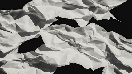 Poster - White heavily crumpled and torn paper texture for creative background design