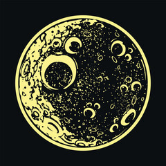Wall Mural - illustration of a full yellow moon with craters