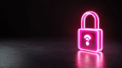 Poster - A glowing pink padlock icon symbolizes security and privacy, set against a dark background, suggesting themes of protection and digital safety.