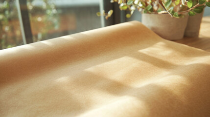 Poster - Warm sunlit ribbed craft paper texture for natural design inspiration