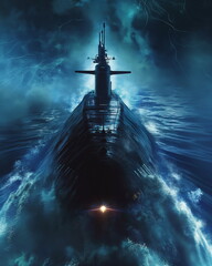Wall Mural - the submarine is on the surface steam rising from _011