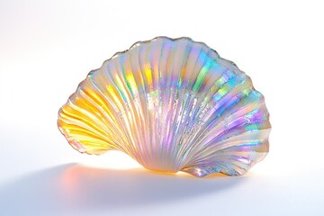 Poster - A single colorful shell placed on a white surface