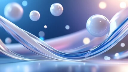 Poster - Dynamic fluid motion with bubbles digital art abstract background blue tones close-up perspective visual exploration of motion