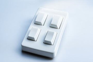 Poster - A close-up shot of a remote control lying on a table, with buttons and controls visible