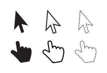 Poster - Computer mouse click cursor icon set. Hand and arrow pointer cursor - stock vector. Click icon set. pointer arrow icon. cursor icon vector 