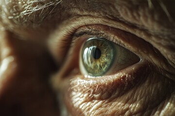 Wall Mural - A close-up view of a person's eye, highlighting the iris and pupil