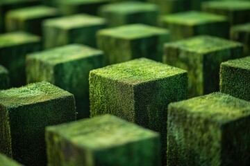 Poster - close-up of multiple green building blocks