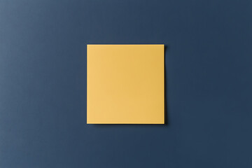Poster - A yellow square contrasts against a deep blue background, creating a simple yet visually striking composition. Bold color blocking.