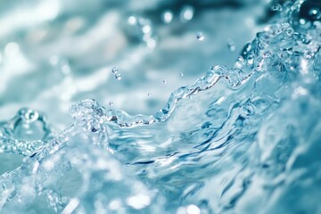 Wall Mural - a close-up view of a wave crashing on the ocean surface, with water droplets and foam