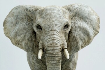 Wall Mural - Close-up view of an elephant with distinctive tusks, suitable for animal or conservation themed projects