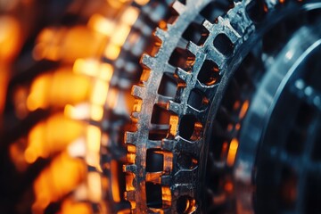 Poster - Close-up shot of a metal gear wheel with intricate details