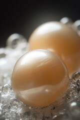 Wall Mural - A close-up shot of two eggs floating in a bowl of water