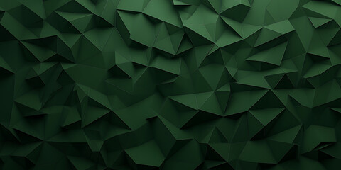 Aufkleber - Abstract geometric background with a pattern of triangles in deep green tones, creating depth and texture. Modern design aesthetic.