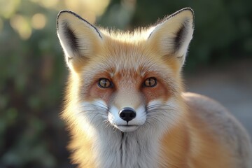 Wall Mural - A close-up shot of a fox's face with a blurred background