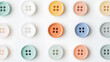 © A2Z AI  - Pastel buttons neatly arranged on white backdrop. Soft, charming, and versatile for design, sewing, or crafting concepts, ideal for backgrounds.