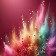 Wall Mural - Delicate Rainbow Tinted Powder in a Macro Scene with a Deep Burgundy Background