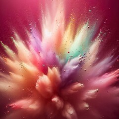 Wall Mural - Softly Blended Rainbow Powder Floating Elegantly in a Macro Studio View