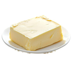 Poster - Creamy butter on white plate, perfect for cooking and baking. This rich dairy product adds flavor and texture to various dishes, enhancing culinary experiences
