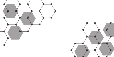 Aufkleber - Abstract Schematic diagram of carbon nanotubes. white and grey hexagon technology geometric pattern concept. Hexagonal Modern technology design. Black Hexagonal Pattern Metallic background 