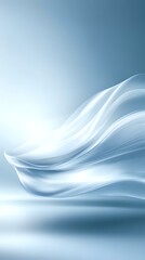 Poster - Elegant flowing white silk fabric waves on light blue background creating soft dynamic movement and ethereal atmosphere. Suitable for luxury advertising.