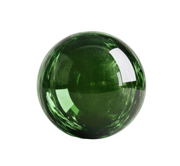 Poster - Green glass ball resting on a black background creating a minimalist decorative element isolated on transparent background..