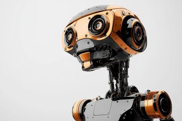 Poster - Robot with glossy black and orange design showcasing advanced technology and unique features
