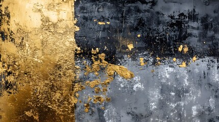 Poster - Dramatic abstract textured wall background with golden grunge peeling paint and decayed industrial elements  Moody grungy and atmospheric composition with a modern contemporary and minimalist feel