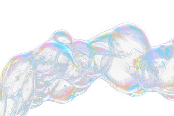 Poster - Iridescent soap bubbles forming abstract shapes against Transparent  background.