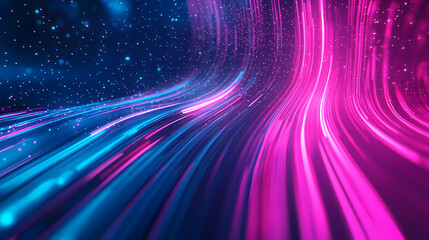 Wall Mural - abstract neon light trails in fluid pink and blue tones, showcasing modern technology aesthetics. ne