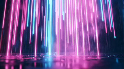 Wall Mural - abstract neon light trails in fluid pink and blue tones, showcasing modern technology aesthetics. ne