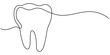 © SREEPOLOK - Vector continuous one simple single abstract line drawing of  tooth dental clinic and care concept, Single line drawing of a tooth, Single continuous line art anatomical human tooth silhouette.