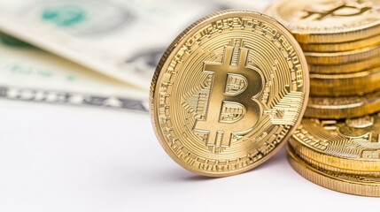Poster - Futuristic Economy with Digital Currency in Focus on Bitcoin Coins
