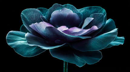 Fototapete - Creative display of a vibrant flower against a dark backdrop highlighting intricate petal details