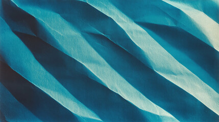 Poster - Abstract texture of diagonal ribbed blue paper with deep gradient for creative design