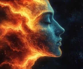Aufkleber - Cosmic Nebula with Stars and Galaxy in Space