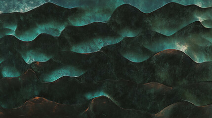 Poster - Artistic bronze texture with irregular hammered dents for creative design