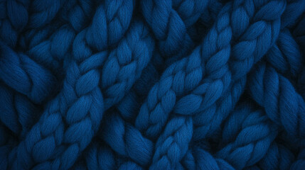 Poster - Vibrant blue macro texture of knitted fabric for textile design