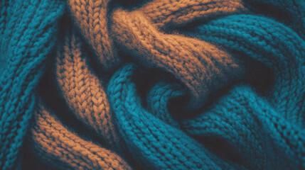 Poster - Closeup texture of woven knitted fabric with warm and cool tones for textile design