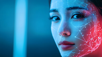 Poster - Facial recognition technology showcase high-tech environment digital art futuristic design close-up minimalist concept