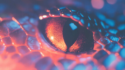 Poster - Vibrant macro close-up of textured insect eye with hexagonal patterns