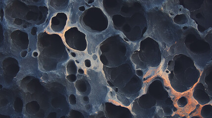 Poster - Volcanic rock macro texture with unique porous patterns for design