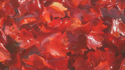 Aufkleber - Warm red maple leaves texture with soft light for autumn designs