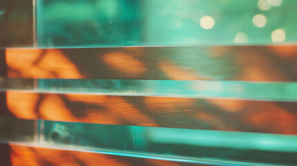 Poster - Abstract composition of mdf and glass with warm bright highlights