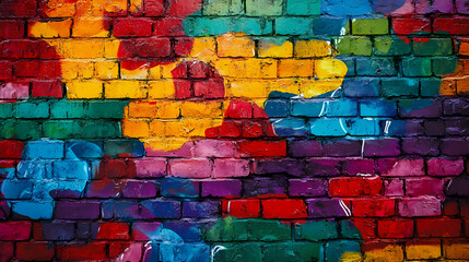 Wall Mural - Abstract colorful graffiti art on brick wall. Vibrant Street Graffiti Wall. Illustration