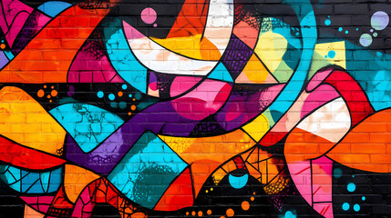 Wall Mural - Abstract colorful street art graffiti wall urban creative modern vibrant mural design. Vibrant Street Graffiti Wall. Illustration
