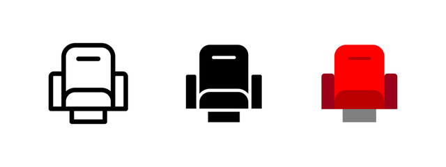 Wall Mural - armchair seat icon. comfortable seating symbol. cinema and theater vector illustration. premium loun