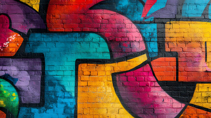 Wall Mural - Colorful graffiti wall backdrop with vibrant paint and dynamic street designs. graffiti alley. illustration. Vibrant Street Graffiti Wall. Illustration