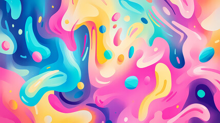 Wall Mural - Colorful graffiti wall with soft gradients, blending pastel colors with street art symbols and abstract patterns. Vibrant Street Graffiti Wall. Illustration