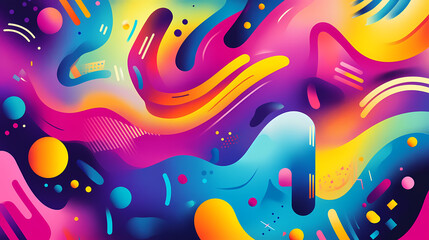 Wall Mural - Colorful graffiti wall with soft gradients, blending pastel colors with street art symbols and abstract patterns. Vibrant Street Graffiti Wall. Illustration