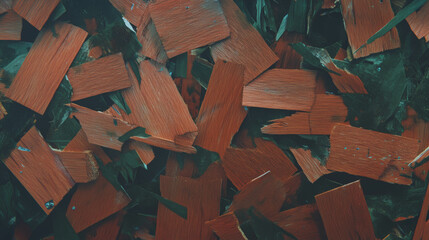 Poster - Abstract close-up of osb texture with cracks and splinters in dark tones for design and background use